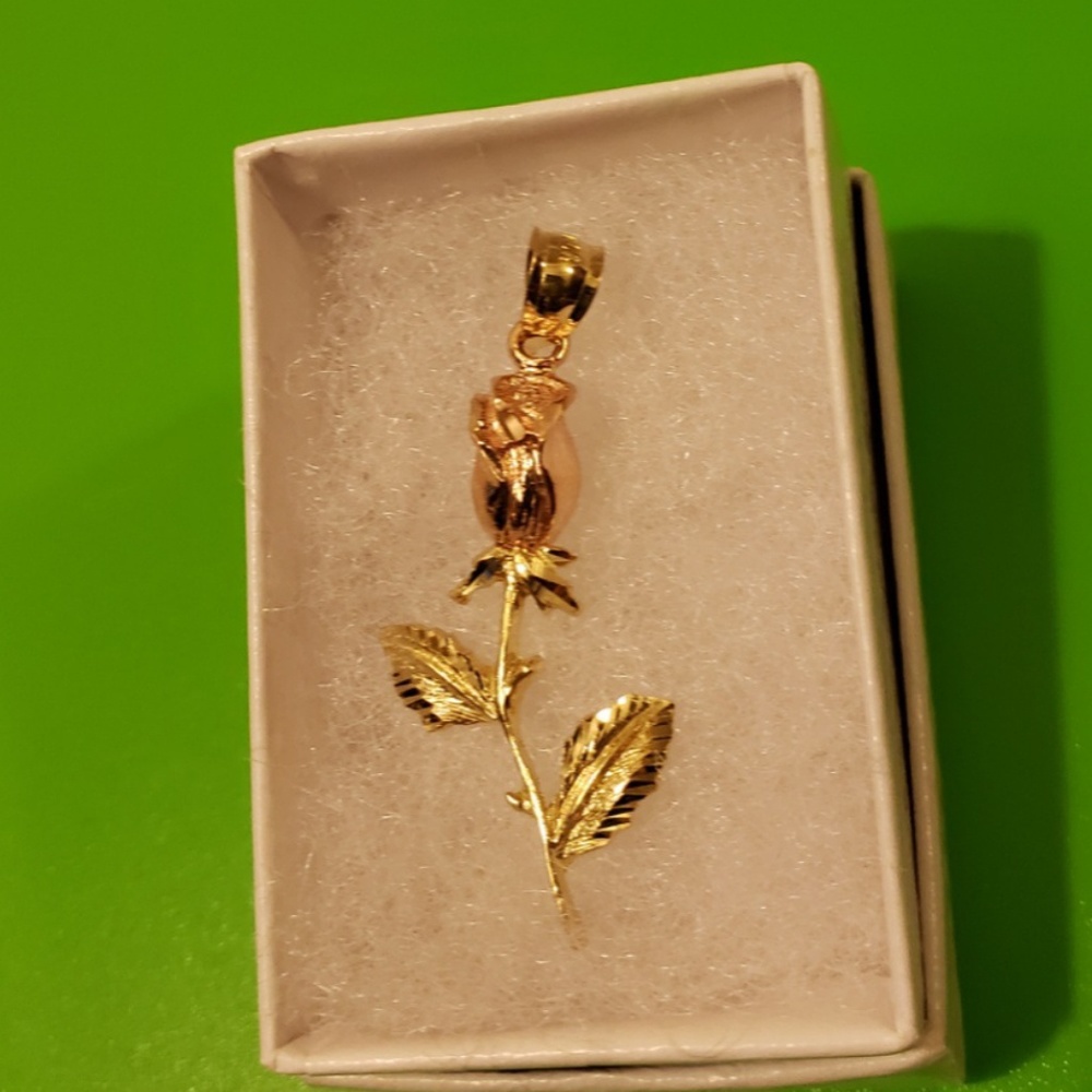 14K Yellow & Rose Gold Rosebud Pendant